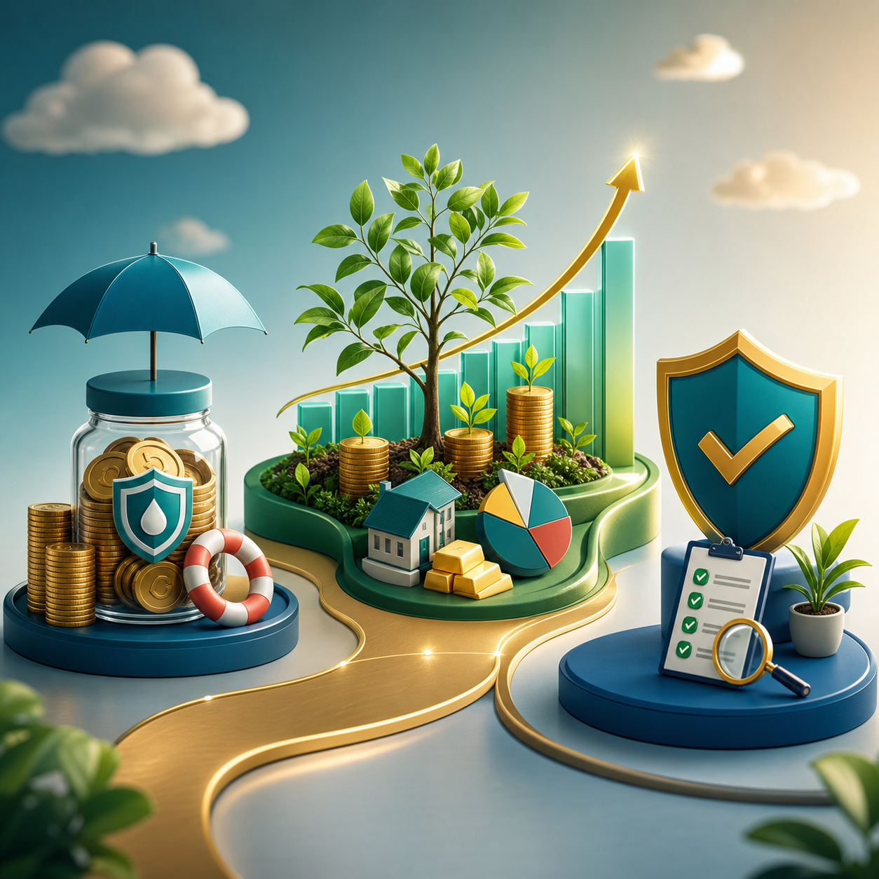 Original infographic showing savings for liquidity, investing for growth, and checks for risk, time horizon and review